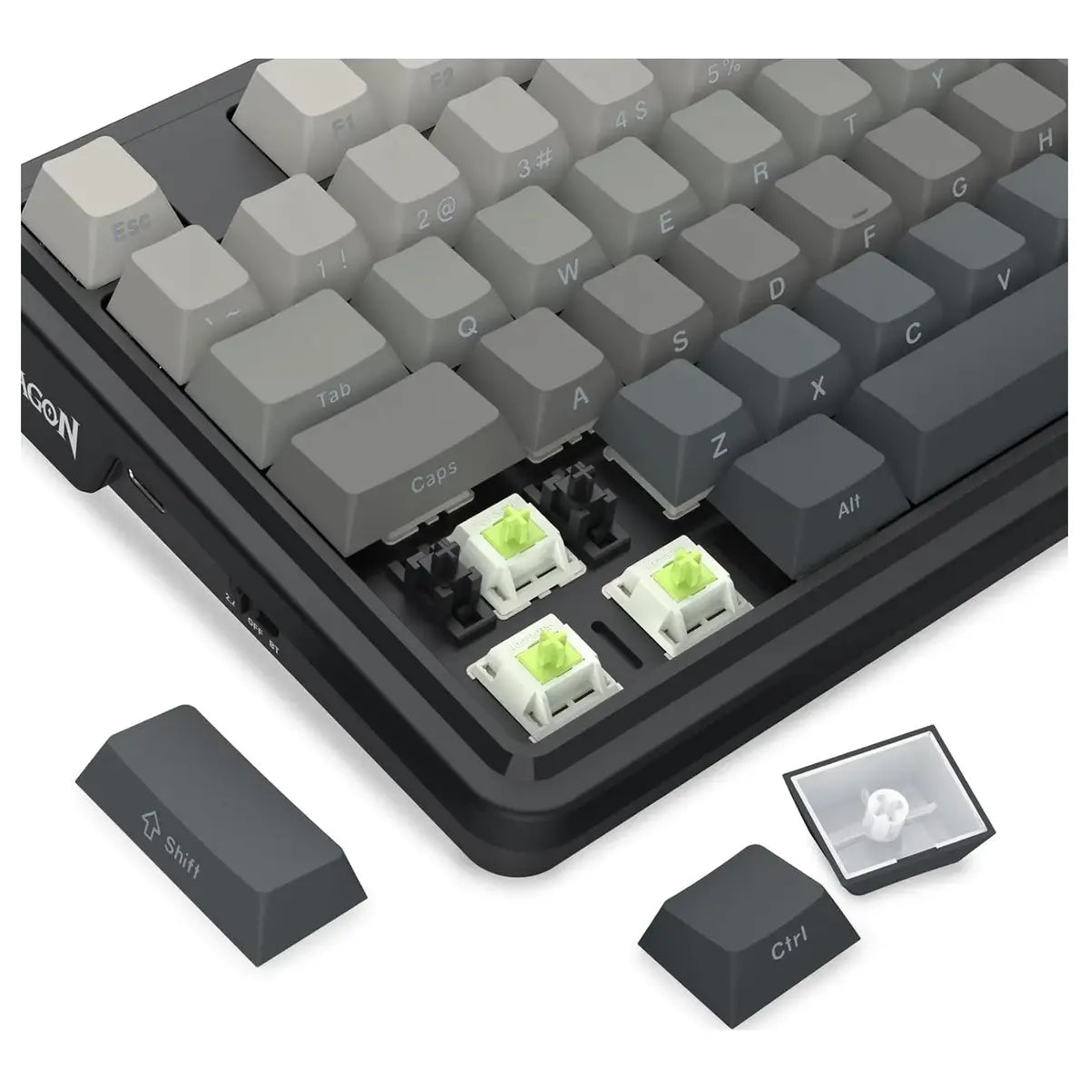 Redragon K743 Antonium Pro LCD 80% Gasket RGB Gaming Keyboard, 84 Keys Mechanical Keyboard, Tri-Mode Connectivity, 1.41" TFT Screen and Knob, Hot-Swap South-Facing RGB Socket, Gradient Black PBT Keycaps, K743SP-RGB-PRO