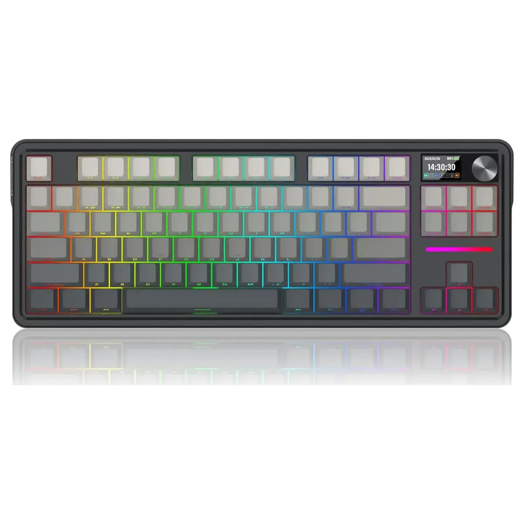 Redragon K743 Antonium Pro LCD 80% Gasket RGB Gaming Keyboard, 84 Keys Mechanical Keyboard, Tri-Mode Connectivity, 1.41" TFT Screen and Knob, Hot-Swap South-Facing RGB Socket, Gradient Black PBT Keycaps, K743SP-RGB-PRO