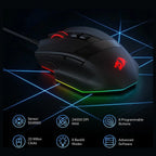 Redragon Stealth M923 Wired RGB Gaming Mouse, Optical Ergonomic Design, 24,000 DPI, SG8960 High Precision Sensor, 8 Programmable Macro Buttons