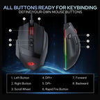 Redragon Stealth M923 Wired RGB Gaming Mouse, Optical Ergonomic Design, 24,000 DPI, SG8960 High Precision Sensor, 8 Programmable Macro Buttons