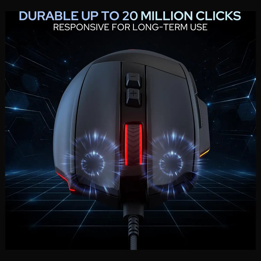 Redragon Stealth M923 Wired RGB Gaming Mouse, Optical Ergonomic Design, 24,000 DPI, SG8960 High Precision Sensor, 8 Programmable Macro Buttons