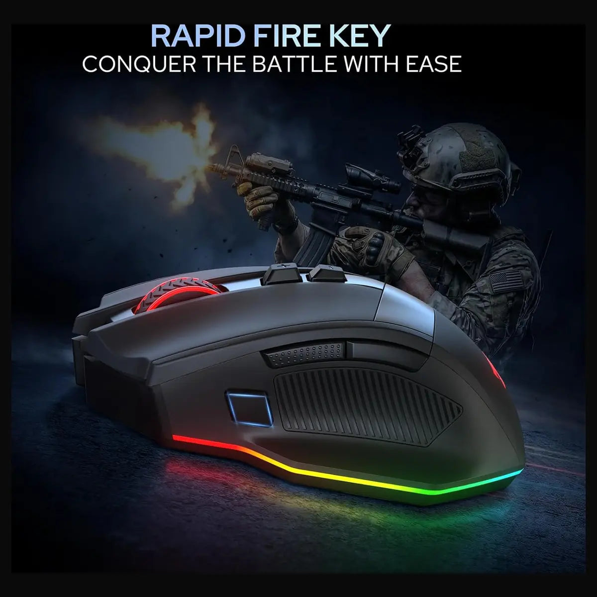 Redragon Stealth M923 Wired RGB Gaming Mouse, Optical Ergonomic Design, 24,000 DPI, SG8960 High Precision Sensor, 8 Programmable Macro Buttons