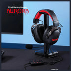 Redragon AURORA H376BR Over Ear Gaming Headset, Virtual 7.1 Surround Sound, 40mm Drivers, Noise-Cancelling Mic, In-Line Control with Three EQ Modes, Black