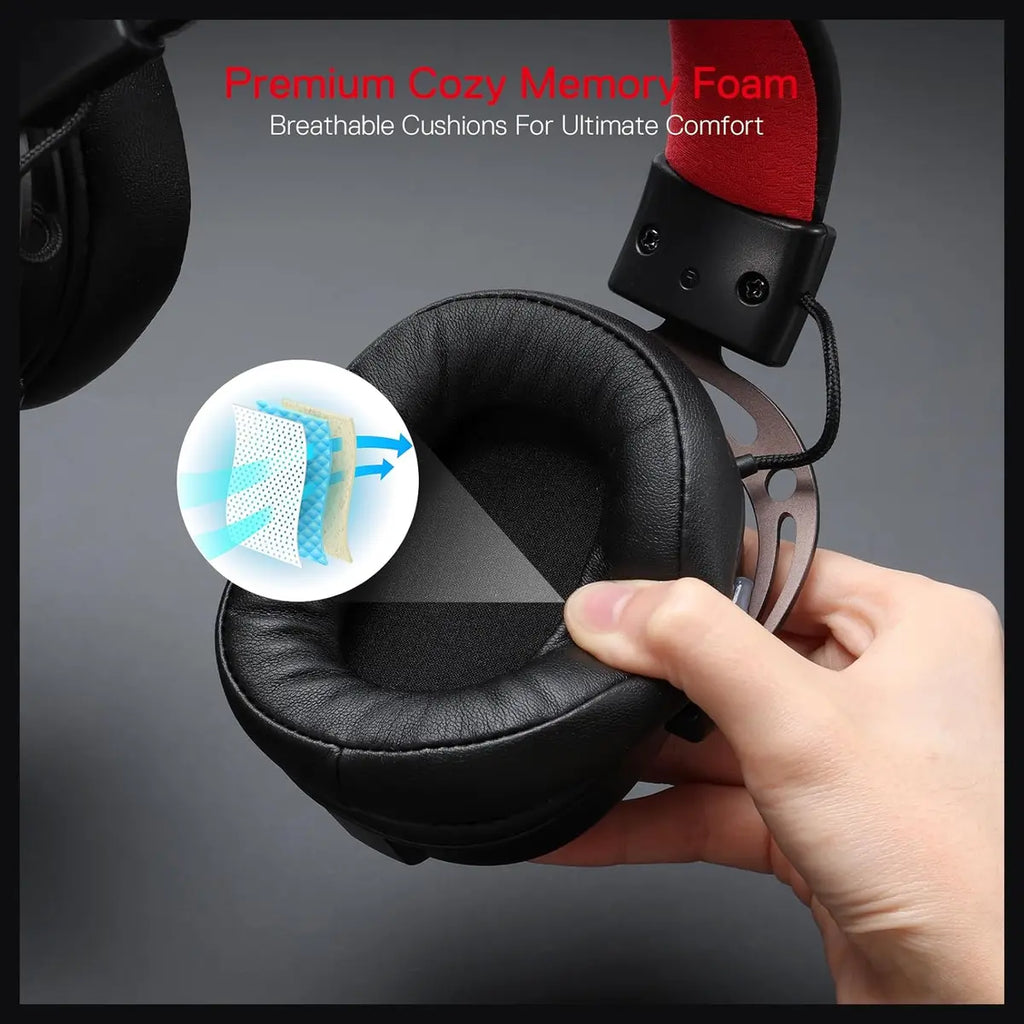 Redragon AURORA H376BR Over Ear Gaming Headset, Virtual 7.1 Surround Sound, 40mm Drivers, Noise-Cancelling Mic, In-Line Control with Three EQ Modes, Black