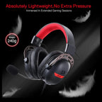 Redragon AURORA H376BR Over Ear Gaming Headset, Virtual 7.1 Surround Sound, 40mm Drivers, Noise-Cancelling Mic, In-Line Control with Three EQ Modes, Black