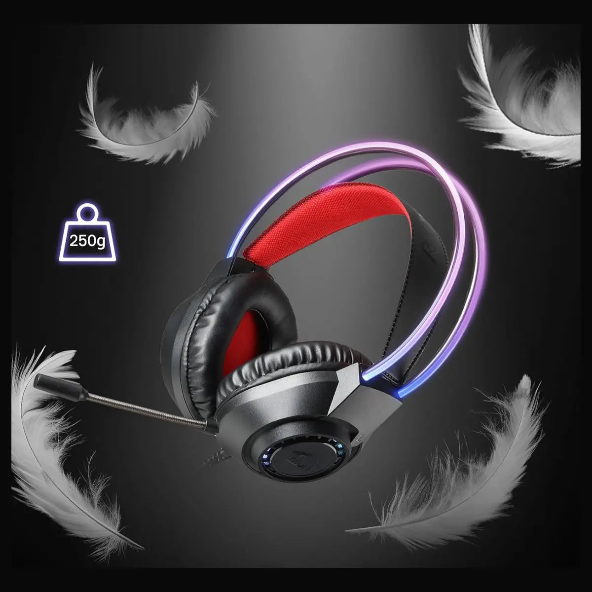 Redragon H231 Scream Wired Gaming Headset, Stereo Surround Sound, 40mm Drivers, Noise-Canceling Microphone, Dynamic RGB Lighting, Works with PC PS4 PS5 NS Xbox-one, Black