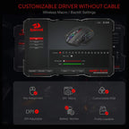 Redragon M913 Impact Elite Wireless Gaming Mouse, 16000 DPI, Wired or Wireless 2.4GHz and USB-C, RGB, 16 Programmable Buttons, Pixart 3335 Optical Sensor, 45Hr Battery