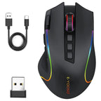 E-YOOSO X-11 Wireless RGB Gaming Mouse, 8000 DPI, Type-C Rechargeable, 2.4G Hz USB Receiver, 9 Programmable Buttons with Rapid Fire Key