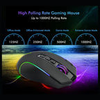 E-YOOSO X-11 Wireless RGB Gaming Mouse, 8000 DPI, Type-C Rechargeable, 2.4G Hz USB Receiver, 9 Programmable Buttons with Rapid Fire Key