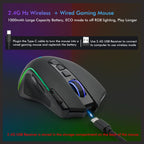 E-YOOSO X-11 Wireless RGB Gaming Mouse, 8000 DPI, Type-C Rechargeable, 2.4G Hz USB Receiver, 9 Programmable Buttons with Rapid Fire Key