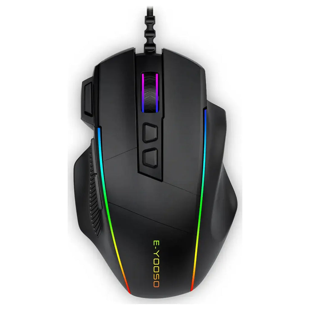 E-Yooso X49 RGB Wired Gaming Mouse, PAW3327, 1K Polling Rate, 12400 DPI, 65g, Black
