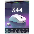 E-YOOSO X-44 Lightweight Gaming Mouse, Tri-Mode Wired USB-C 2.4GHz Bluetooth, 49G, 1K Polling, 26K DPI PAW3395 Sensor, 5 Programmable Buttons, White