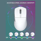 E-YOOSO X-44 Lightweight Gaming Mouse, Tri-Mode Wired USB-C 2.4GHz Bluetooth, 49G, 1K Polling, 26K DPI PAW3395 Sensor, 5 Programmable Buttons, White