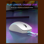 E-YOOSO X-44 Lightweight Gaming Mouse, Tri-Mode Wired USB-C 2.4GHz Bluetooth, 49G, 1K Polling, 26K DPI PAW3395 Sensor, 5 Programmable Buttons, White