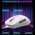 E-YOOSO X-44 Lightweight Gaming Mouse, Tri-Mode Wired USB-C 2.4GHz Bluetooth, 49G, 1K Polling, 26K DPI PAW3395 Sensor, 5 Programmable Buttons, White