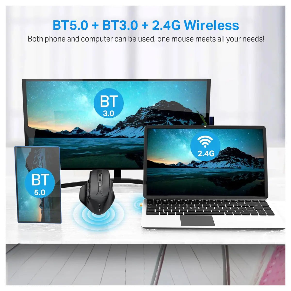 E-YOOSO X-31 Large Wireless Mouse for Big Hands, 6 Buttons, 5-Level 4800 DPI, 18 Months Battery Life