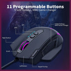 E-YOOSO X-41 Pro Wired Large Gaming Mouse, 200-12400 DPI Pixart PAW3327 Sensor, RGB Backlit, 11 Programmable Buttons With Rapid Fire, Adjustable Weights, Black