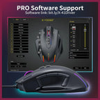 E-YOOSO X-41 Pro Wired Large Gaming Mouse, 200-12400 DPI Pixart PAW3327 Sensor, RGB Backlit, 11 Programmable Buttons With Rapid Fire, Adjustable Weights, Black