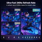 KOORUI G2511X Gaming Monitor, 24.5" FHD 1080p IPS, 240Hz, 1ms Response Time, Adaptive Sync, 3-Sided Frameless Ultra Slim, VESA, DP and HDMI