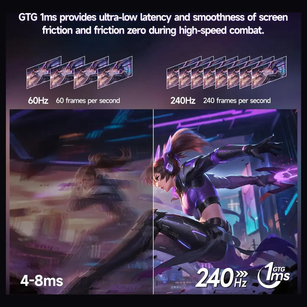 KOORUI G2511X Gaming Monitor, 24.5" FHD 1080p IPS, 240Hz, 1ms Response Time, Adaptive Sync, 3-Sided Frameless Ultra Slim, VESA, DP and HDMI