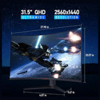 KOORUI 32E6QC Gaming Curved Monitor, 31.5" QHD 170Hz VA, 1ms MPRT, AdaptiveSync, 1500R Curvature, Black