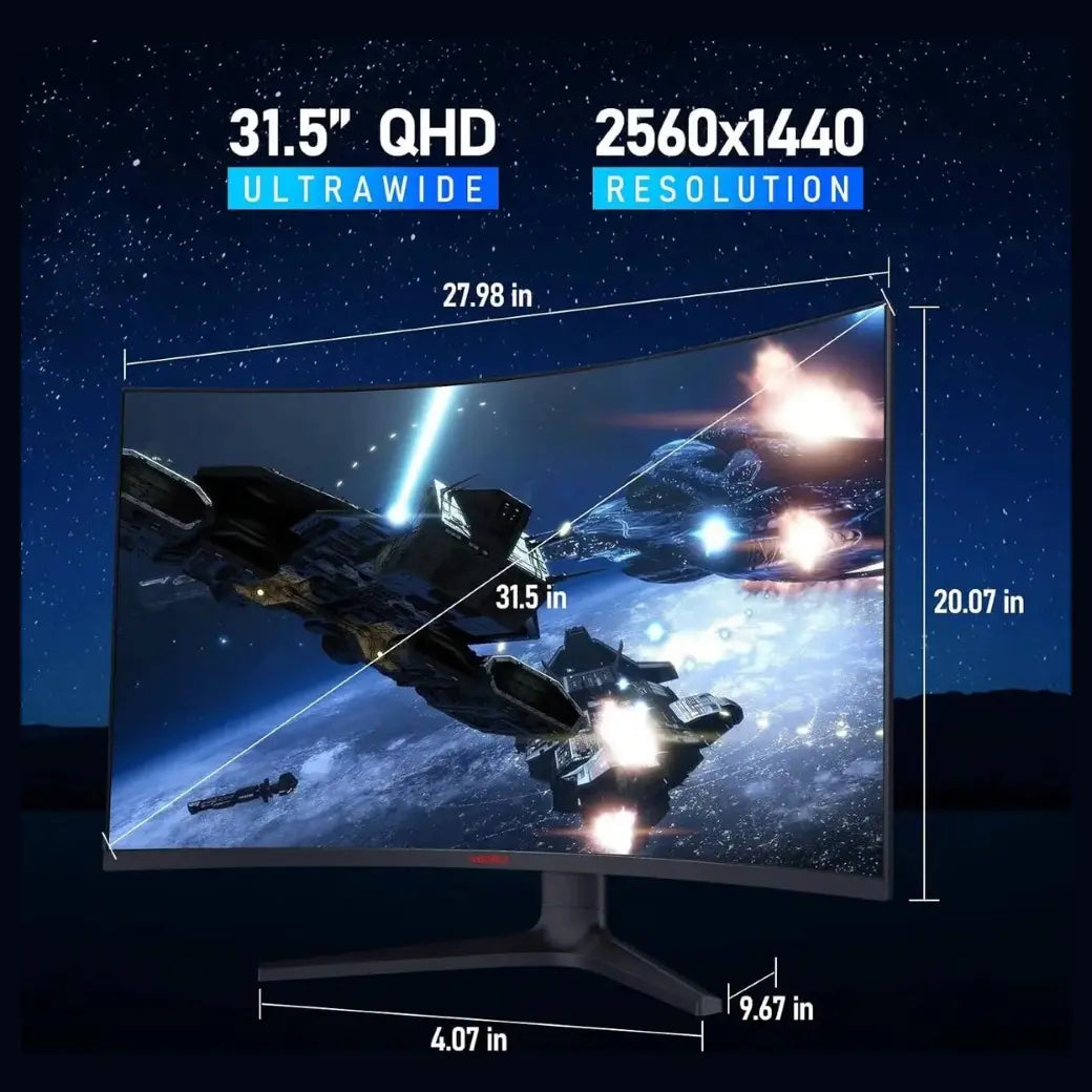 KOORUI 32E6QC Gaming Curved Monitor, 31.5" QHD 170Hz VA, 1ms MPRT, AdaptiveSync, 1500R Curvature, Black