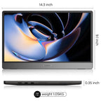 KOORUI E1511A 15.6" Portable Monitor, 1920 x 1080 FHD IPS 60Hz, USB-C Full Function and Mini HDMI, 45% NTSC 200 Nits, LED Backlight, Built-In Speaker