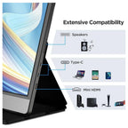 KOORUI E1511A 15.6" Portable Monitor, 1920 x 1080 FHD IPS 60Hz, USB-C Full Function and Mini HDMI, 45% NTSC 200 Nits, LED Backlight, Built-In Speaker