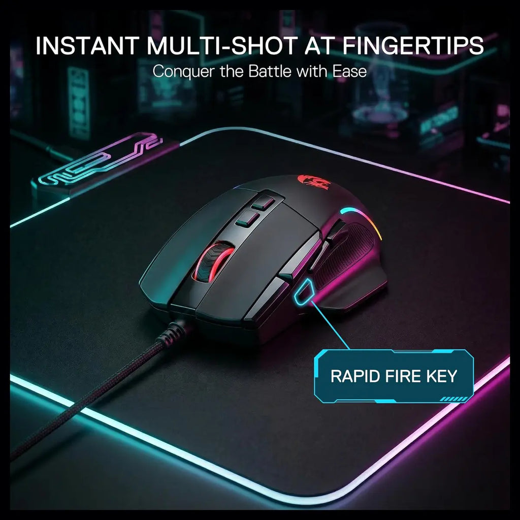 Redragon VIPER M925 Wired Gaming Mouse, PixArt PAW3311 Optical Sensor, 24000 Max DPI, 10 Programmable Buttons, 1000Hz Polling Rate, 8 Backlit Modes, Black