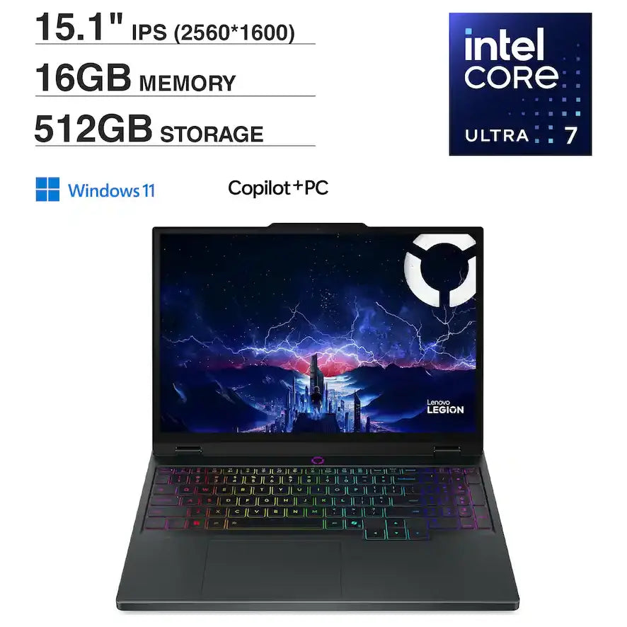 Lenovo Legion 5 15IAX10 Gaming Laptop, Intel Core Ultra 7 255HX Up To 5.2GHz, NVIDIA GeForce RTX 5060 8GB, 16GB DDR5-5600 RAM, 512GB PCIe 4.0 NVMe SSD, 15.1" WQXGA OLED 165Hz, Windows 11 Home, Eclipse Black, 83F00005US