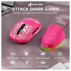 ATTACK SHARK G3PRO Wireless Gaming Mouse, PAW3311 25K DPI 1K Polling Rate, Tri-Mode 2.4GHz Bluetooth USB-C Wired, RGB Magnetic Charging Dock, 500mAh Battery, Red
