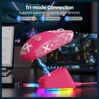 ATTACK SHARK G3PRO Wireless Gaming Mouse, PAW3311 25K DPI 1K Polling Rate, Tri-Mode 2.4GHz Bluetooth USB-C Wired, RGB Magnetic Charging Dock, 500mAh Battery, Red