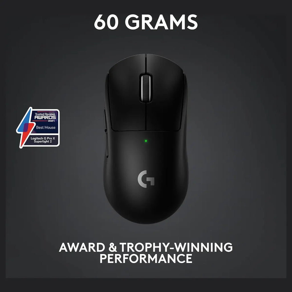 Logitech G PRO X Superlight 2 Lightspeed Wireless Gaming Mouse, Hero 2 Sensor, 32,000 DPI, 5 Programmable Buttons, USB-C Charging, Black, 910-006632