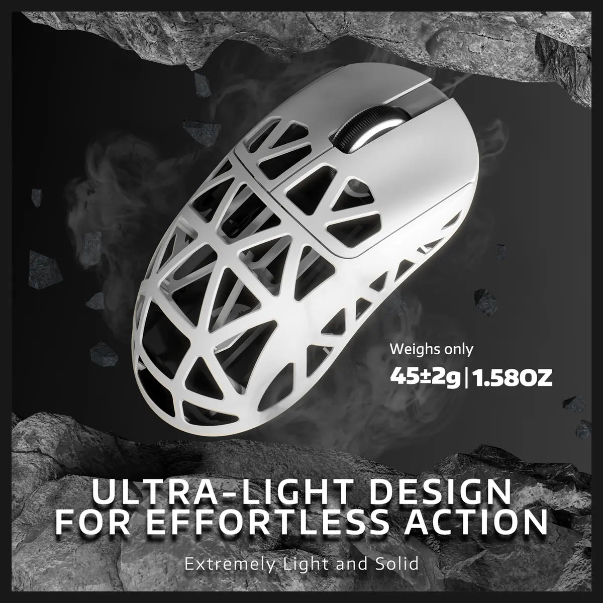 ATTACK SHARK R2 Magnesium Alloy PAW3950 Gaming Mouse, 45g Super Light, 42000 DPI, 8000Hz Wireless Polling Rate, Bluetooth 2.4G Wireless and Wired, White
