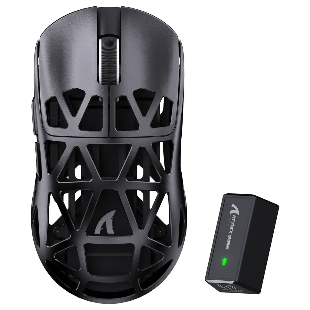 ATTACK SHARK R2 Magnesium Alloy PAW3950 Gaming Mouse, 45g Super Light, 42000 DPI, 8000Hz Wireless Polling Rate, Bluetooth 2.4G Wireless and Wired, Black