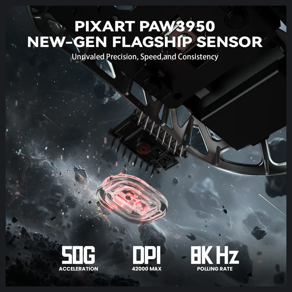 ATTACK SHARK R2 Magnesium Alloy PAW3950 Gaming Mouse, 45g Super Light, 42000 DPI, 8000Hz Wireless Polling Rate, Bluetooth 2.4G Wireless and Wired, Black