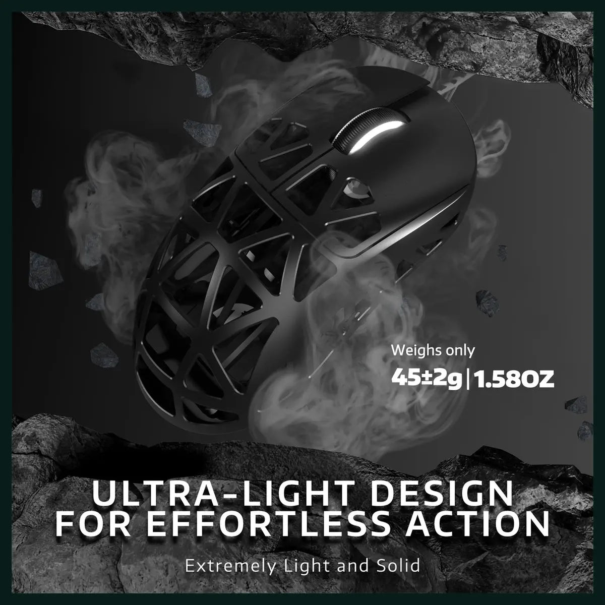 ATTACK SHARK R2 Magnesium Alloy PAW3950 Gaming Mouse, 45g Super Light, 42000 DPI, 8000Hz Wireless Polling Rate, Bluetooth 2.4G Wireless and Wired, Black