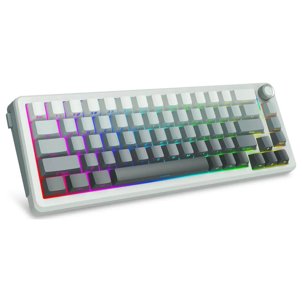 E-YOOSO Z-68 Wireless Mechanical Keyboard, 65% Hot Swappable, Tri-Mode 2.4GHz USB-C and Bluetooth 5.0, RGB Backlit, Metal Volume Knob, Gradient Gray
