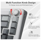E-YOOSO Z-68 Wireless Mechanical Keyboard, 65% Hot Swappable, Tri-Mode 2.4GHz USB-C and Bluetooth 5.0, RGB Backlit, Metal Volume Knob, Gradient Gray