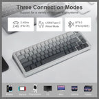 E-YOOSO Z-68 Wireless Mechanical Keyboard, 65% Hot Swappable, Tri-Mode 2.4GHz USB-C and Bluetooth 5.0, RGB Backlit, Metal Volume Knob, Gradient Gray