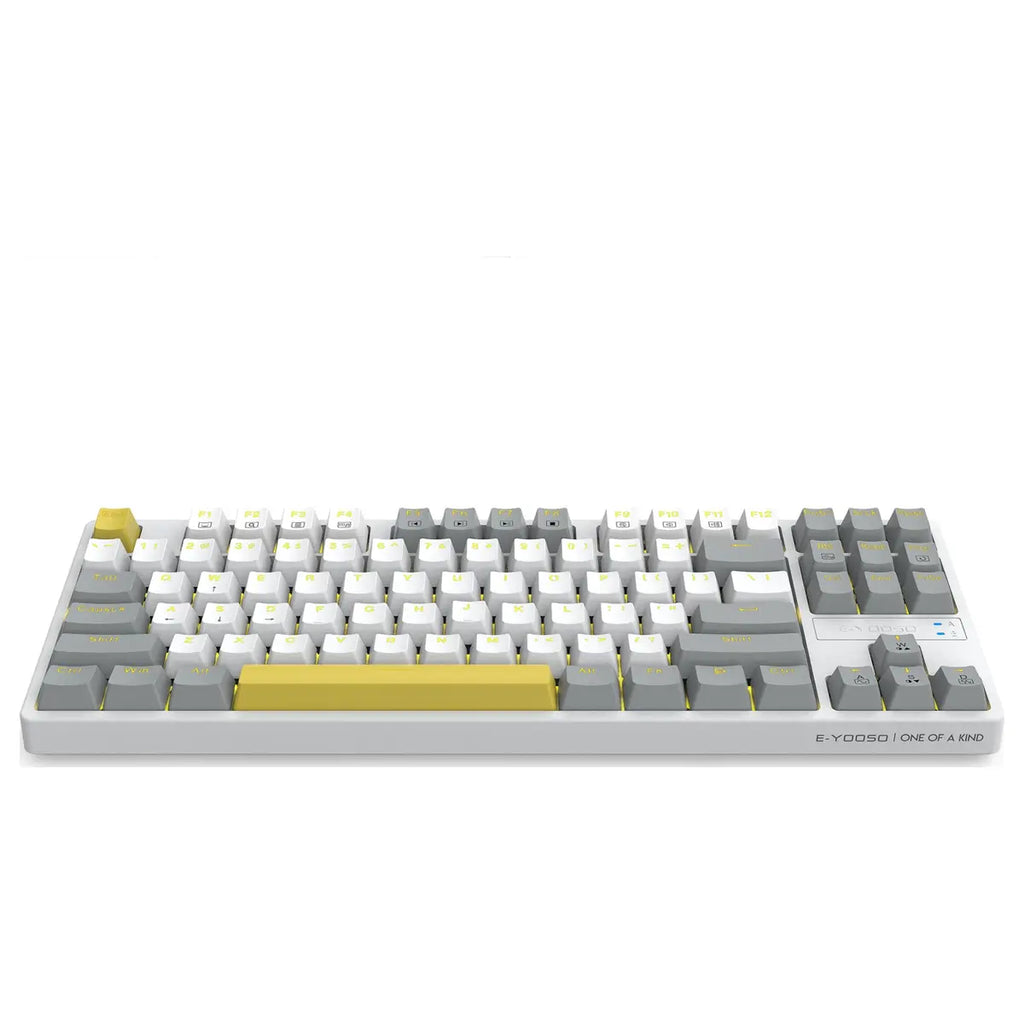 E-YOOSO Z-87 Wired Mechanical Keyboard, 87 Keys, Red Switch, Yellow LED Backlight, Hot-Swappable, Full Anti-Ghosting, White/Grey/Yellow