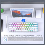E-Yooso Z686 Tri-Mode Wireless Gaming Keyboard, 68 Keys, Bluetooth 3.0/5.0 And 2.4GHz And USB Type-C Wired, Hot-Swappable Red Switches, RGB Backlight, White