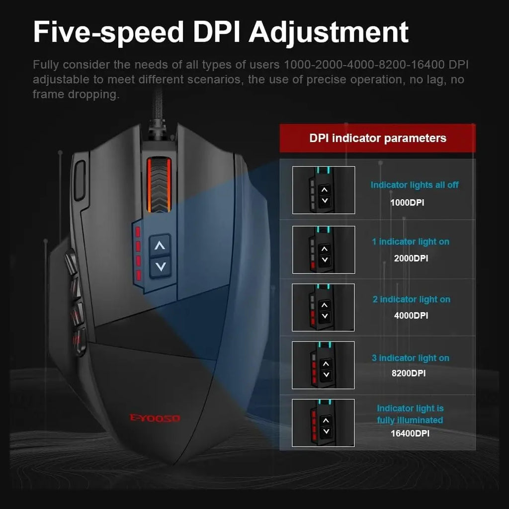 E-YOOSO X-39 Pro Gaming Mouse, 16400 DPI PAW3327 Sensor, RGB Lighting, 19 Programmable Buttons