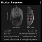 E-YOOSO X-39 Pro Gaming Mouse, 16400 DPI PAW3327 Sensor, RGB Lighting, 19 Programmable Buttons