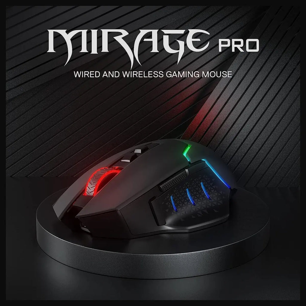 Redragon Mirage Pro M690-PRO Wireless Gaming Mouse, 8000 DPI, Wired and Wireless Dual Mode, 8 Programmable Buttons With Rapid Fire Key, PAW3104 Optical Pixart Sensor, 1000Hz Polling Rate