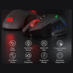 Redragon Mirage Pro M690-PRO Wireless Gaming Mouse, 8000 DPI, Wired and Wireless Dual Mode, 8 Programmable Buttons With Rapid Fire Key, PAW3104 Optical Pixart Sensor, 1000Hz Polling Rate