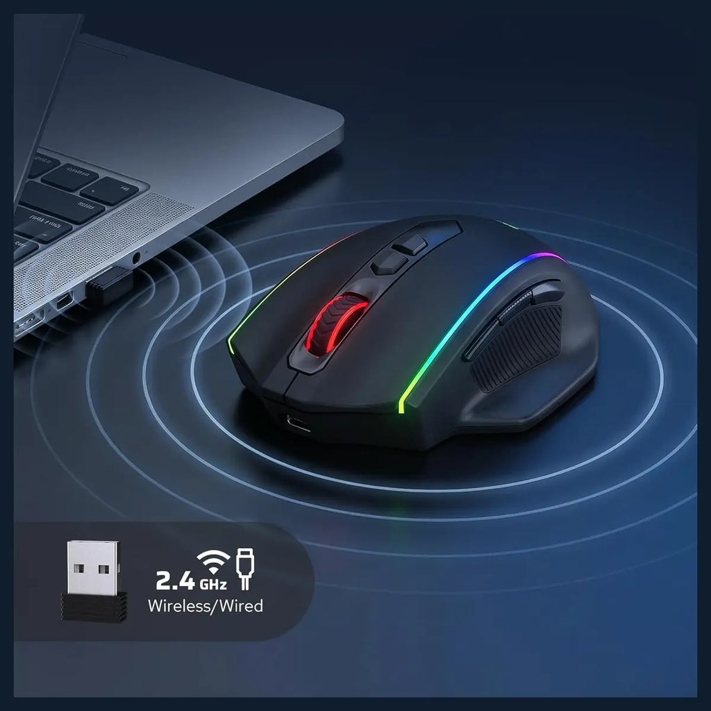 Redragon M686 Vampire Elite Wireless Gaming Mouse, 16000 DPI, Wired and Wireless Dual Mode, PAW3335 Optical Pixart Sensor, 1000Hz Polling Rate, 8 Programmable Keys, RGB Backlight