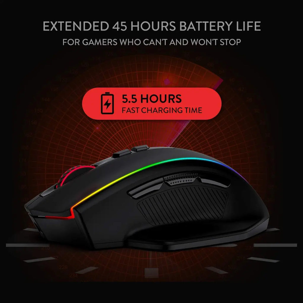Redragon M686 Vampire Elite Wireless Gaming Mouse, 16000 DPI, Wired and Wireless Dual Mode, PAW3335 Optical Pixart Sensor, 1000Hz Polling Rate, 8 Programmable Keys, RGB Backlight
