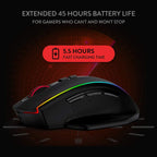 Redragon M686 Vampire Elite Wireless Gaming Mouse, 16000 DPI, Wired and Wireless Dual Mode, PAW3335 Optical Pixart Sensor, 1000Hz Polling Rate, 8 Programmable Keys, RGB Backlight