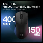 Redragon KING PRO M916 PRO 3-Mode Wireless Gaming Mouse, 26K DPI, 55G Ultra-Light, Ergonomic Natural Grip Build, 5 Programmable Buttons, M916-PRO-1K Black